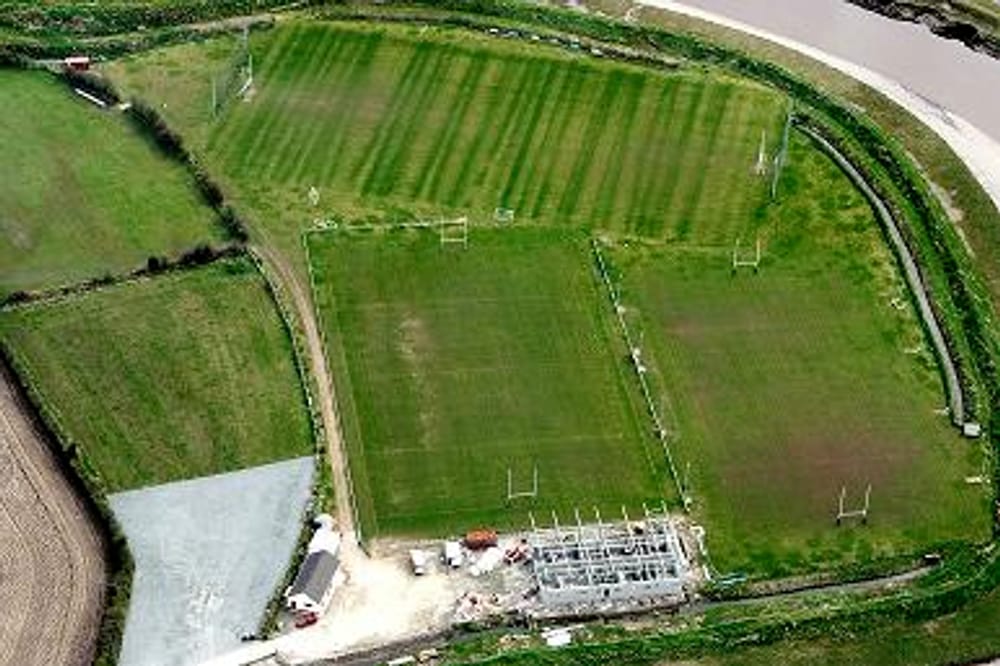 GAA and Rugby Club pitches with Clubhouse under construction 2011